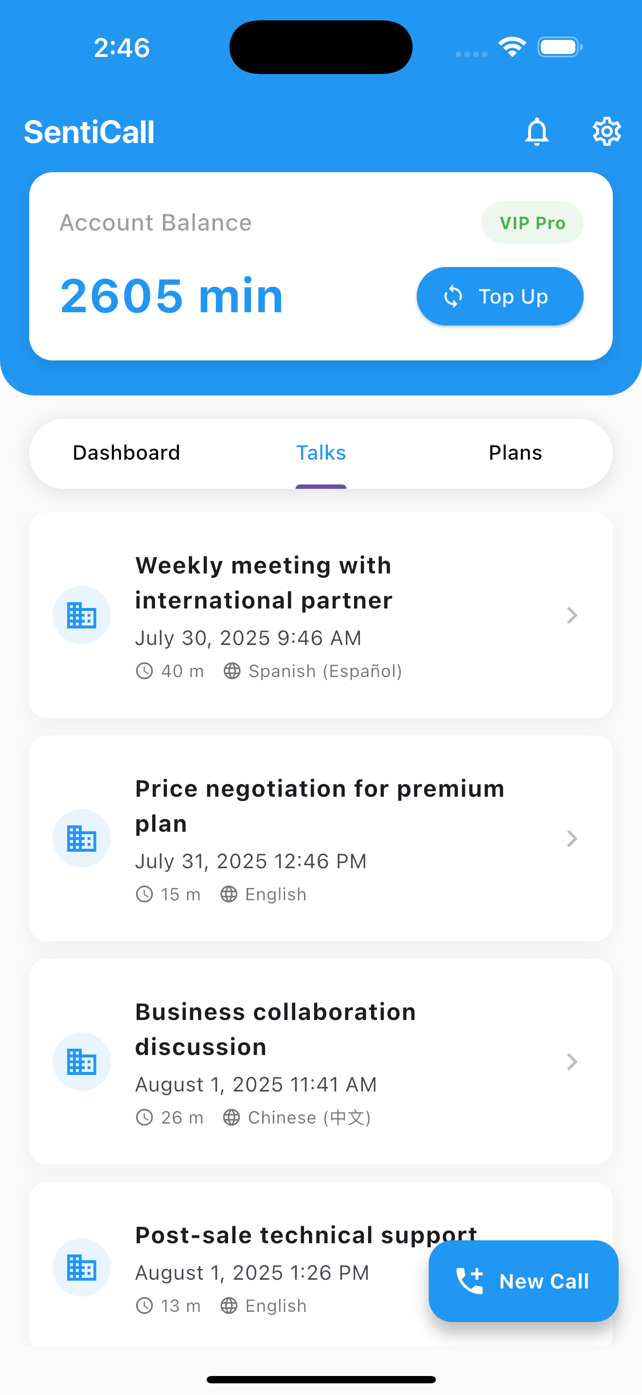 Call history and conversation logs